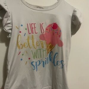 White and Pink Short Sleeve Tees with Colorful Designs